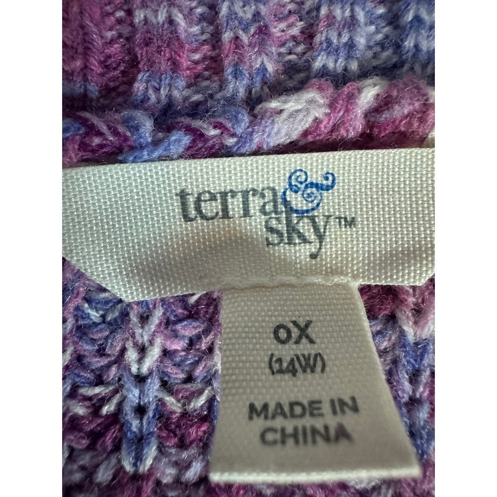 Terra & Sky Mens Purple Space Dye Knit Crewneck Sweater 0X 14W TS14100095141SDL‎ - Picture 3 of 12